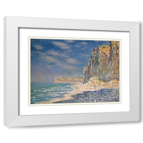 Falaise near Fecamp White Modern Wood Framed Art Print with Double Matting by Monet, Claude