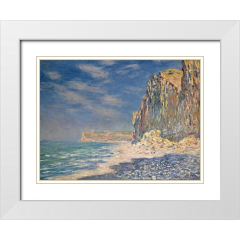Falaise near Fecamp White Modern Wood Framed Art Print with Double Matting by Monet, Claude