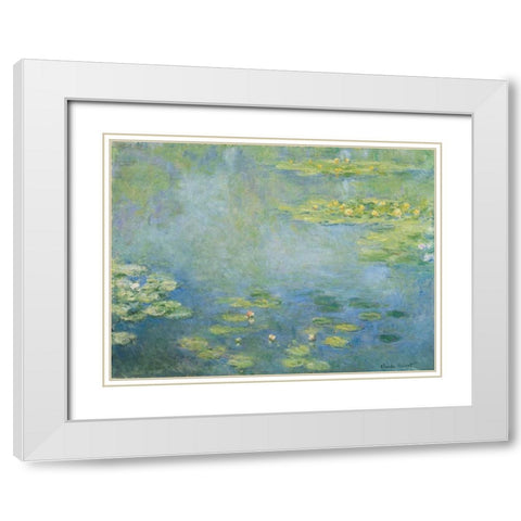 Waterlilies White Modern Wood Framed Art Print with Double Matting by Monet, Claude