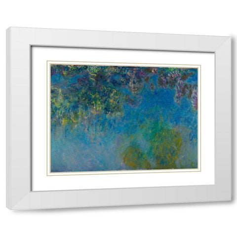 Wisteria White Modern Wood Framed Art Print with Double Matting by Monet, Claude