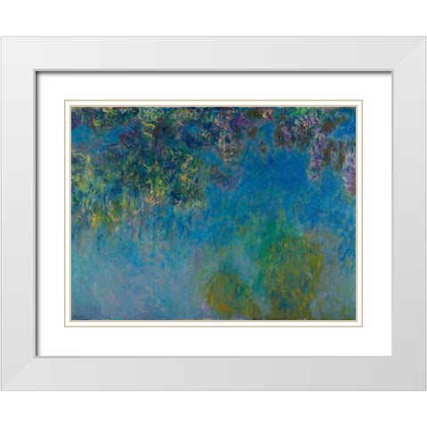 Wisteria White Modern Wood Framed Art Print with Double Matting by Monet, Claude