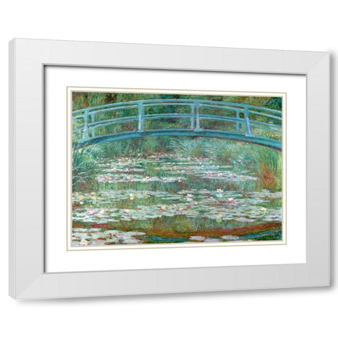 Water Lily Pool White Modern Wood Framed Art Print with Double Matting by Monet, Claude
