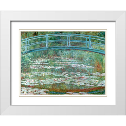 Water Lily Pool White Modern Wood Framed Art Print with Double Matting by Monet, Claude