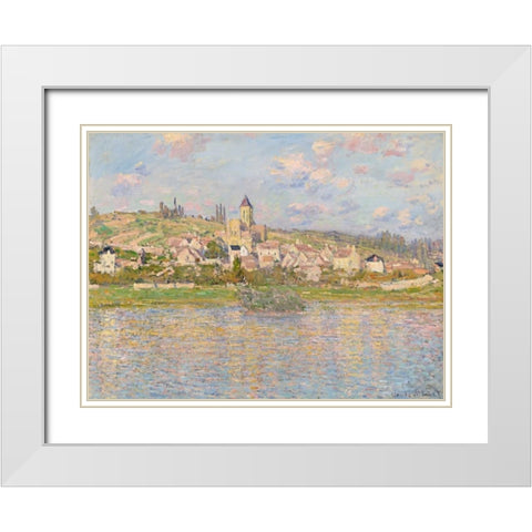 Vetheuil White Modern Wood Framed Art Print with Double Matting by Monet, Claude