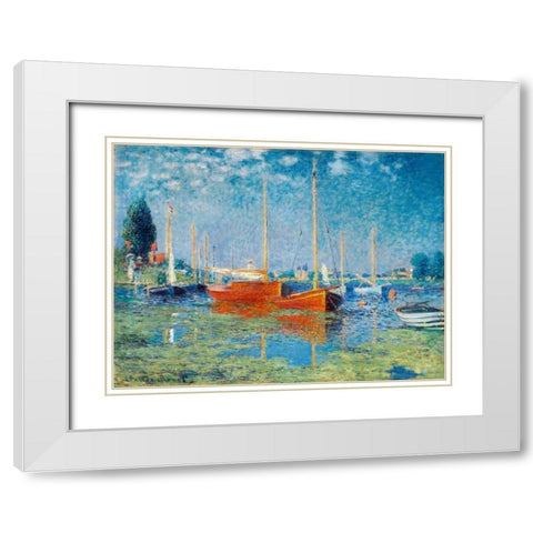 Argenteuil White Modern Wood Framed Art Print with Double Matting by Monet, Claude