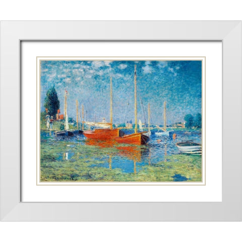 Argenteuil White Modern Wood Framed Art Print with Double Matting by Monet, Claude