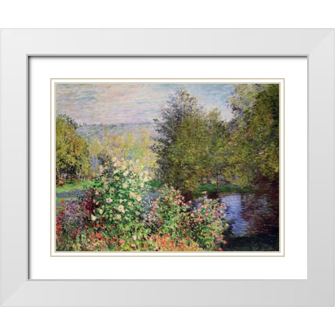 A corner of the Garden at Montgeron White Modern Wood Framed Art Print with Double Matting by Monet, Claude