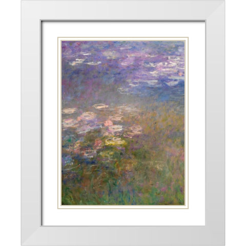 Water Lilies I White Modern Wood Framed Art Print with Double Matting by Monet, Claude