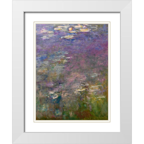 Water Lilies III White Modern Wood Framed Art Print with Double Matting by Monet, Claude