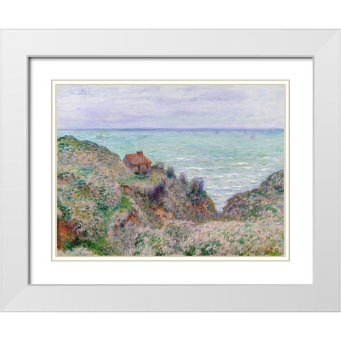 Cabin of the Customs Watch White Modern Wood Framed Art Print with Double Matting by Monet, Claude
