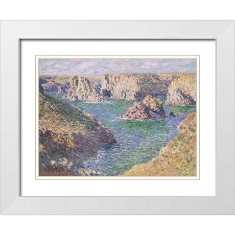 Port Domois - Belle Isle White Modern Wood Framed Art Print with Double Matting by Monet, Claude