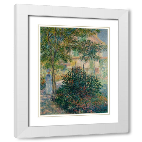 In the Garden at Argenteuil White Modern Wood Framed Art Print with Double Matting by Monet, Claude