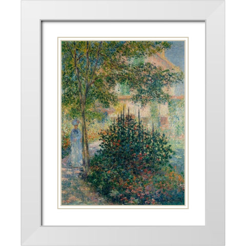 In the Garden at Argenteuil White Modern Wood Framed Art Print with Double Matting by Monet, Claude