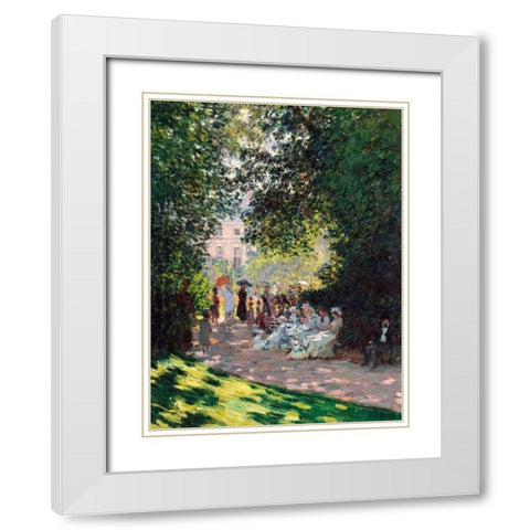 The Parc Monceau White Modern Wood Framed Art Print with Double Matting by Monet, Claude