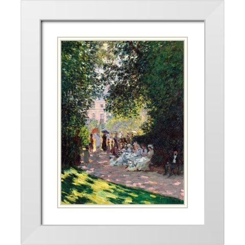 The Parc Monceau White Modern Wood Framed Art Print with Double Matting by Monet, Claude