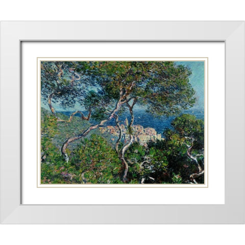 View of Bordighera,Italy White Modern Wood Framed Art Print with Double Matting by Monet, Claude
