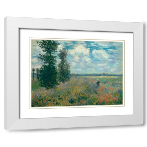 Poppy Fields near Argenteuil White Modern Wood Framed Art Print with Double Matting by Monet, Claude