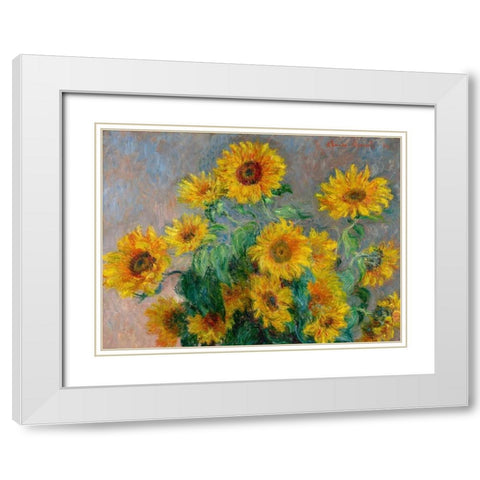 Sunflowers (detail) White Modern Wood Framed Art Print with Double Matting by Monet, Claude