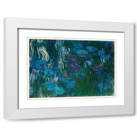 Water Lilies White Modern Wood Framed Art Print with Double Matting by Monet, Claude