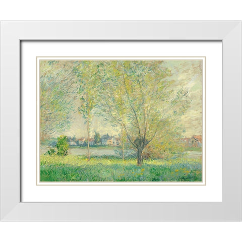 The Willows White Modern Wood Framed Art Print with Double Matting by Monet, Claude