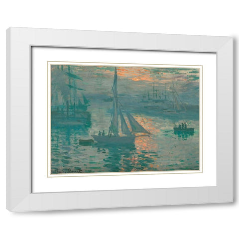 Sunrise (Marine) White Modern Wood Framed Art Print with Double Matting by Monet, Claude