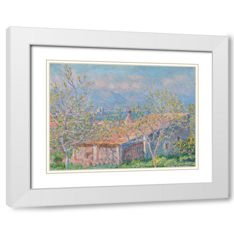 Gardeners House at Antibes White Modern Wood Framed Art Print with Double Matting by Monet, Claude