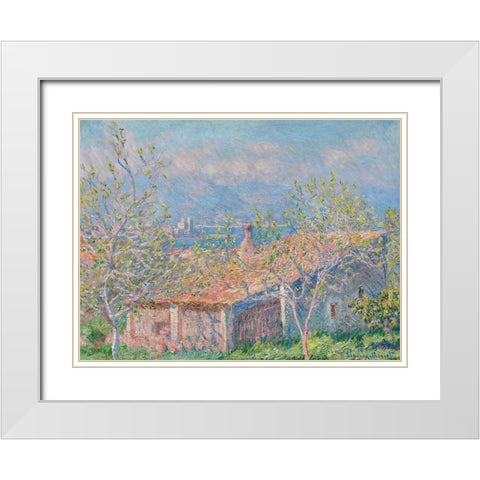 Gardeners House at Antibes White Modern Wood Framed Art Print with Double Matting by Monet, Claude