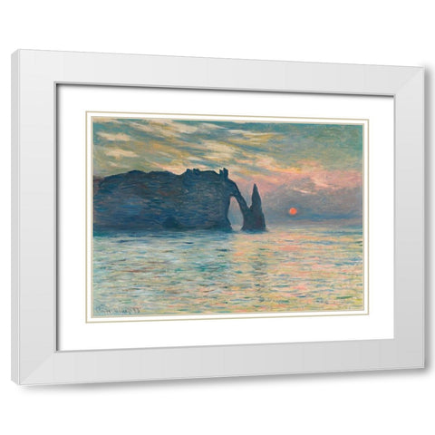 Sunrise at Etretat White Modern Wood Framed Art Print with Double Matting by Monet, Claude