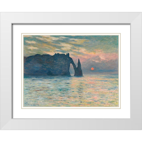 Sunrise at Etretat White Modern Wood Framed Art Print with Double Matting by Monet, Claude