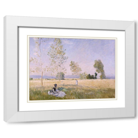 Lete White Modern Wood Framed Art Print with Double Matting by Monet, Claude