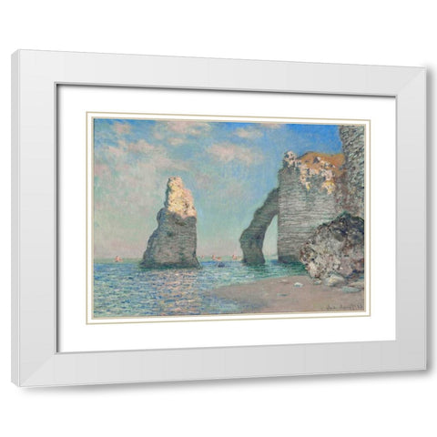The Cliffs at Etretat White Modern Wood Framed Art Print with Double Matting by Monet, Claude