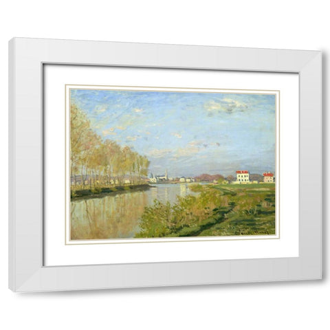 The Seine at Argenteuil White Modern Wood Framed Art Print with Double Matting by Monet, Claude