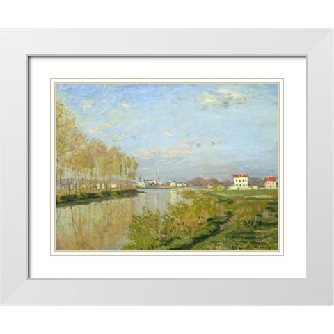 The Seine at Argenteuil White Modern Wood Framed Art Print with Double Matting by Monet, Claude