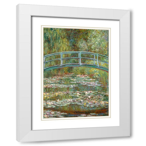 The Water-Lily Pond White Modern Wood Framed Art Print with Double Matting by Monet, Claude