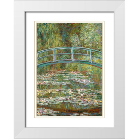 The Water-Lily Pond White Modern Wood Framed Art Print with Double Matting by Monet, Claude