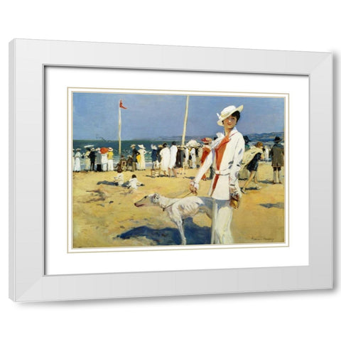 The Seaside White Modern Wood Framed Art Print with Double Matting by Flameng, Francois
