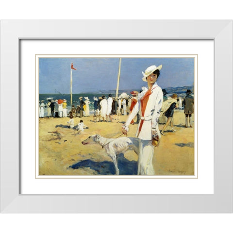 The Seaside White Modern Wood Framed Art Print with Double Matting by Flameng, Francois