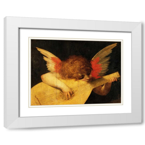 Angelo musicante (detail) White Modern Wood Framed Art Print with Double Matting by Rosso Fiorentino