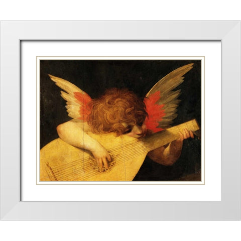 Angelo musicante (detail) White Modern Wood Framed Art Print with Double Matting by Rosso Fiorentino