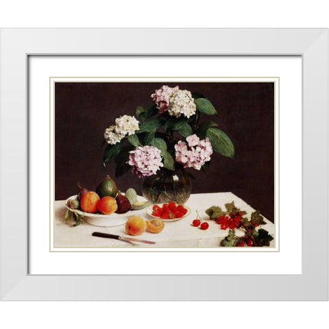 Still Life (detail) White Modern Wood Framed Art Print with Double Matting by Fantin-Latour, Henri