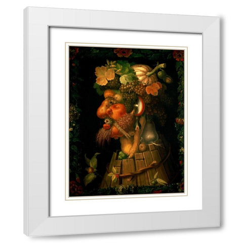 Autumn White Modern Wood Framed Art Print with Double Matting by Arcimboldo, Giuseppe