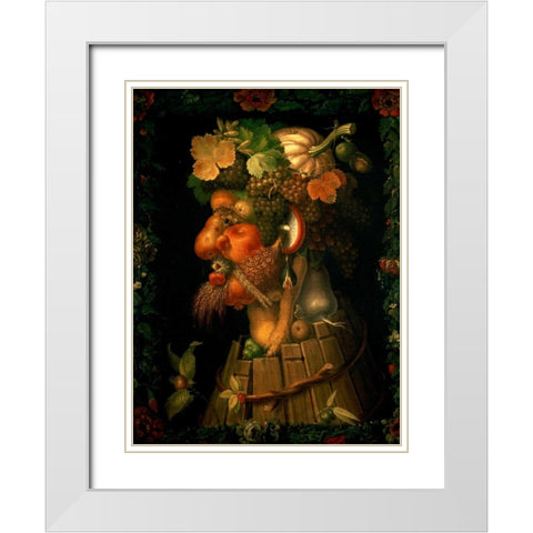 Autumn White Modern Wood Framed Art Print with Double Matting by Arcimboldo, Giuseppe