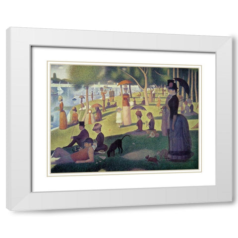 Apres-midi a l le de La Grande Jatte White Modern Wood Framed Art Print with Double Matting by Seurat, Georges