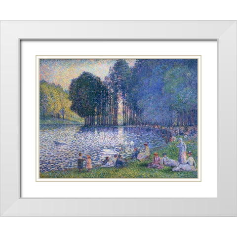 The Lake of the Bois de Boulogne White Modern Wood Framed Art Print with Double Matting by Cross, Henri Edmond