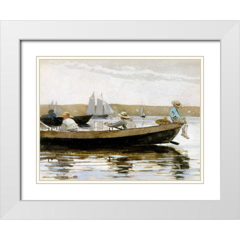 Boys in a Dory White Modern Wood Framed Art Print with Double Matting by Homer, Winslow