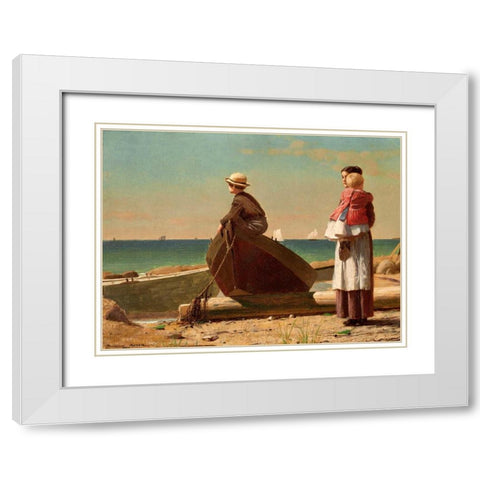 Dad’s Coming (detail) White Modern Wood Framed Art Print with Double Matting by Homer, Winslow