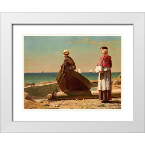 Dad’s Coming (detail) White Modern Wood Framed Art Print with Double Matting by Homer, Winslow
