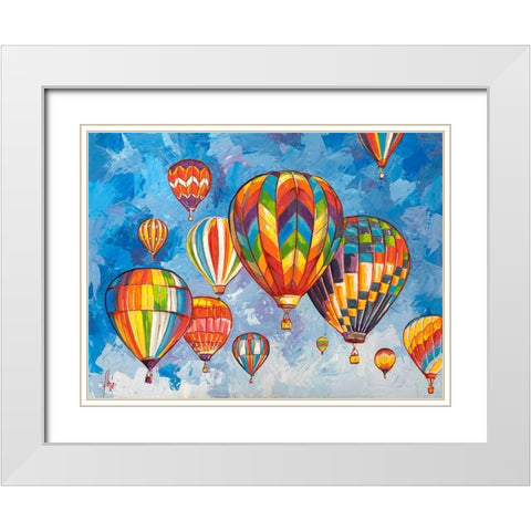 Parata di mongolfiere White Modern Wood Framed Art Print with Double Matting by Florio, Luigi