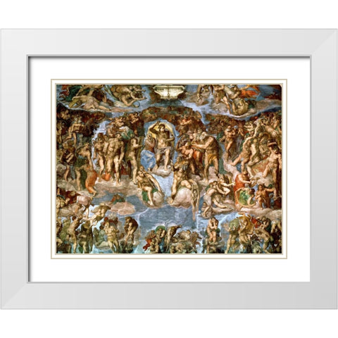 Il Giudizio Universale White Modern Wood Framed Art Print with Double Matting by Buonarroti, Michelangelo