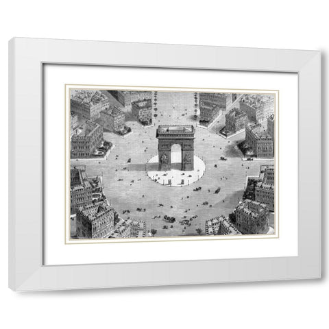 Illustration of the Place de lEtoile, 1857 (detail) White Modern Wood Framed Art Print with Double Matting by Anonymous